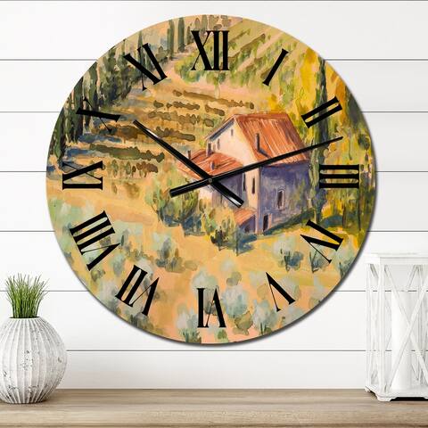 Designart 'Country House In Tuscany Italy' Country wall clock