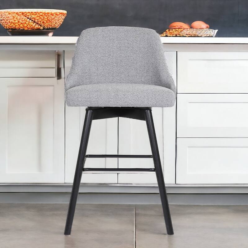Faux Leather Swivel Bar Chair with Solid Wood Base and Footrest