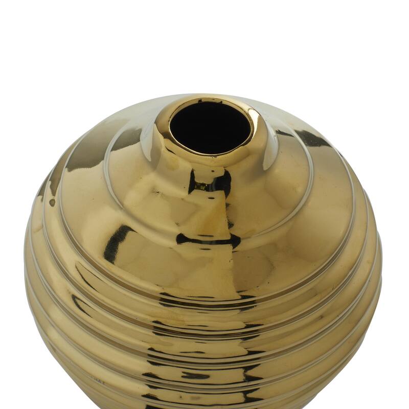 CosmoLiving by Cosmopolitan Metal Slim and Cone Geometric Vase with Handles (Set of 2) - Gold, Silver, Dark Gray, White, Black