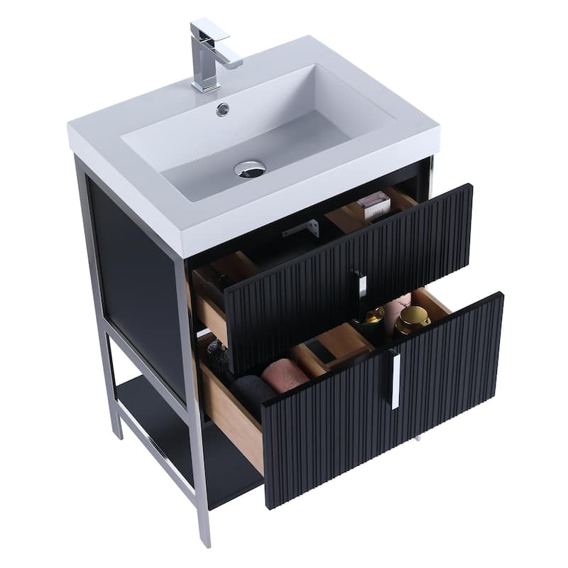 Fine Fixtures Serenity Modern Bathroom Vanity with White Gel Acrylic Top