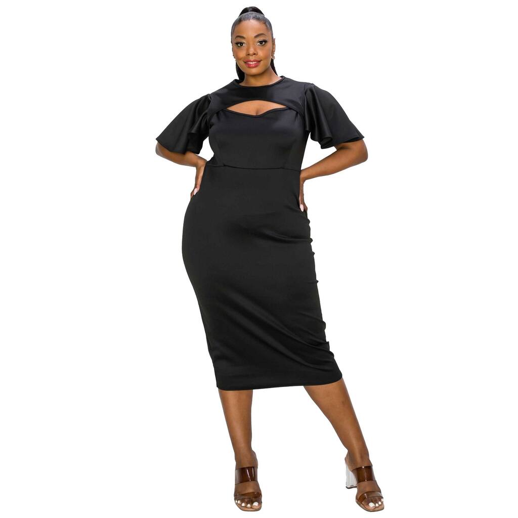 L I V D Women's Plus Size Millie Cutout Flutter Dress