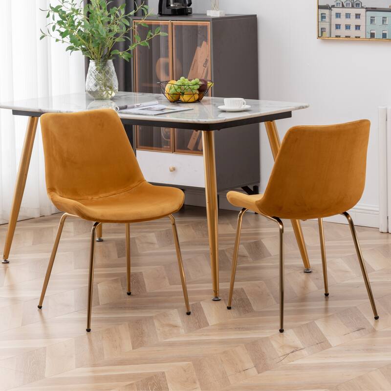 Modern 2 Piece Velvet Dining Chair Set with Floor Protector, Backrest, Upholstered for Dining Room Kitchen Bedroom Living Room