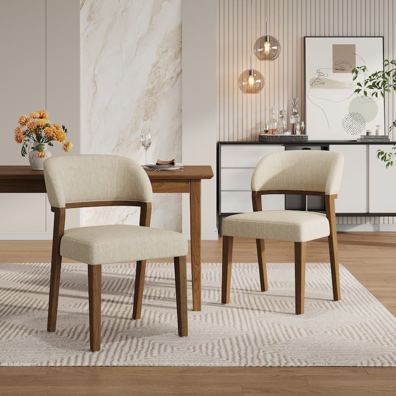Christopher Knight Home - Caelum Rubberwood Upholstered Dining Chair with Cushioned Seat