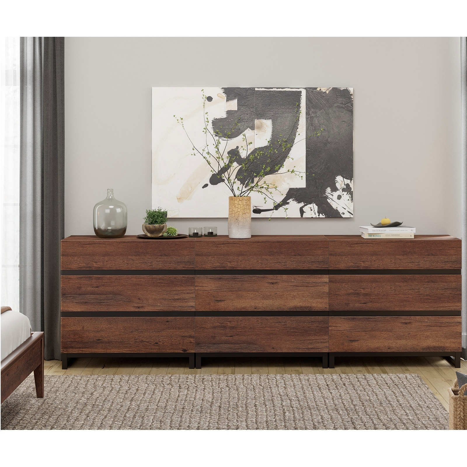 40 inch tv on dresser GIKPAL 4 Drawer Stand, Entertainment Center & Fabric Console for 50"" TV, Brown" which has straight forward illustrations and descriptions Amazon.com: AODK Dresser with Charging