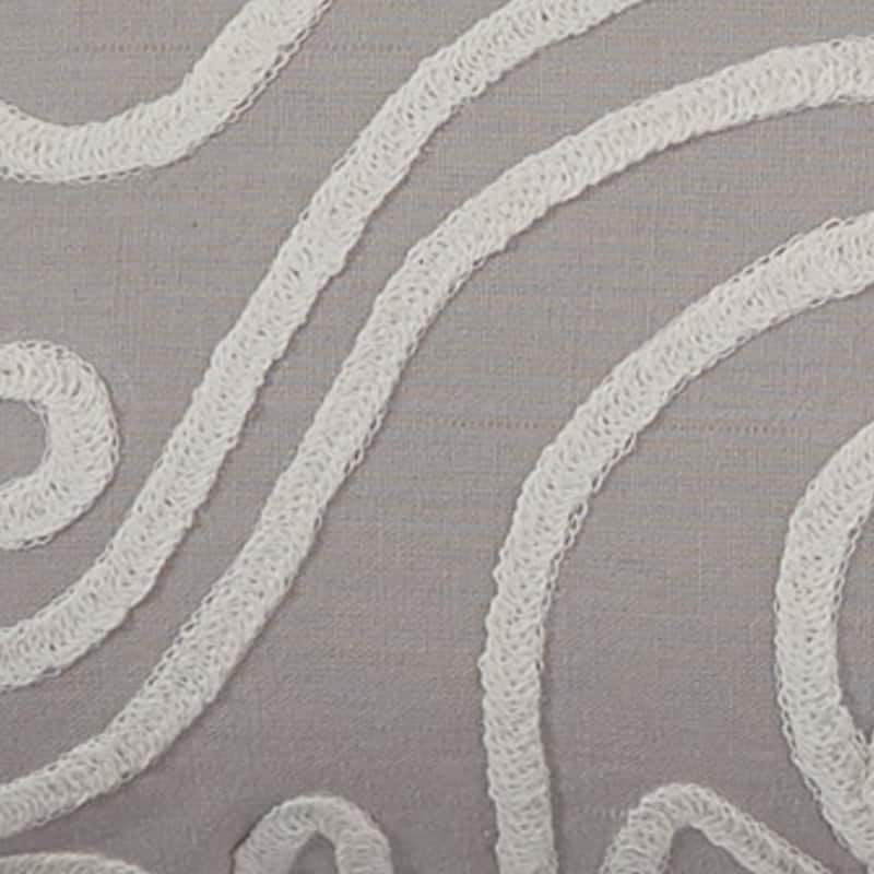 Swirl Embroidered Gray Pillow Cover 12" x 20"