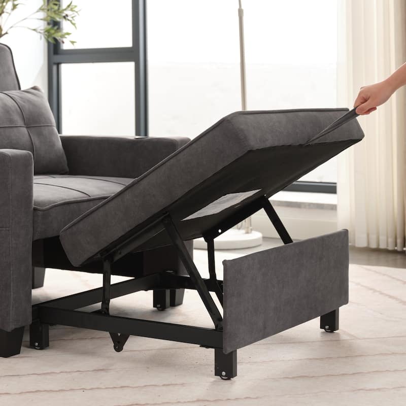 3-in-1 Pull out Convertible Futon Sleeper Armchair Beds with USB Ports
