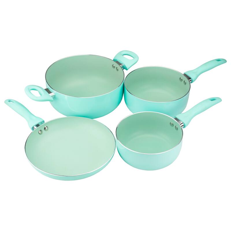 Brentwood 7 Piece Nonstick Aluminum Cookware Set in Blue