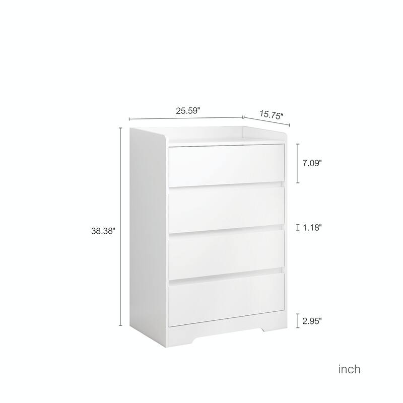 4-Drawer Dresser, Handle-Free Chest of Drawers, 100% Waterproof Wooden Cabinet with Sturdy Frame