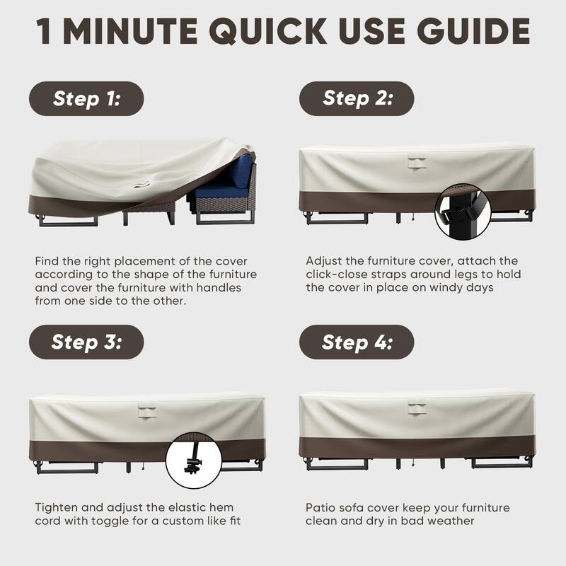 Pocassy Outdoor Sofa Chair Cover Heavy-Duty Waterproof Anti-UV Furniture Protector