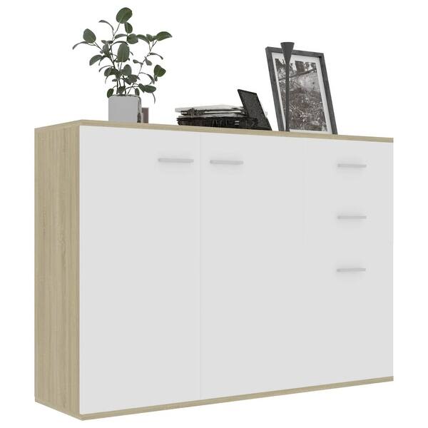 Vidaxl Sideboard White And Sonoma Oak 41 3 X11 8 X29 5 Chipboard Overstock 31410041 Es gibt ihnen nicht nur eine menge stauraum, sie haben außerdem die möglichkeit ihr wohnzimmer noch. vidaxl