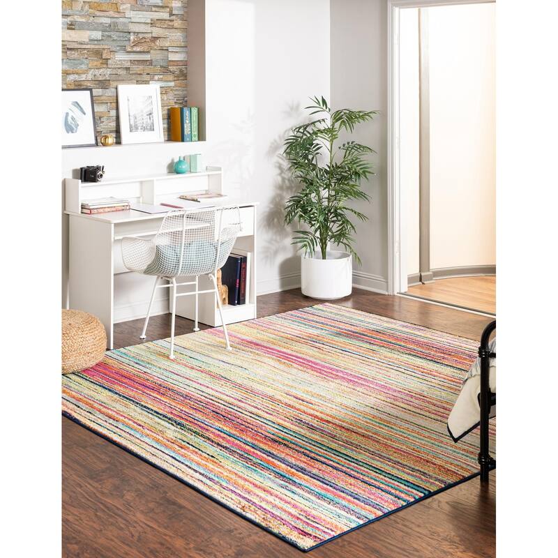 Contemporary Chorisia Collection Area Rug - 7'10" Square - Multi