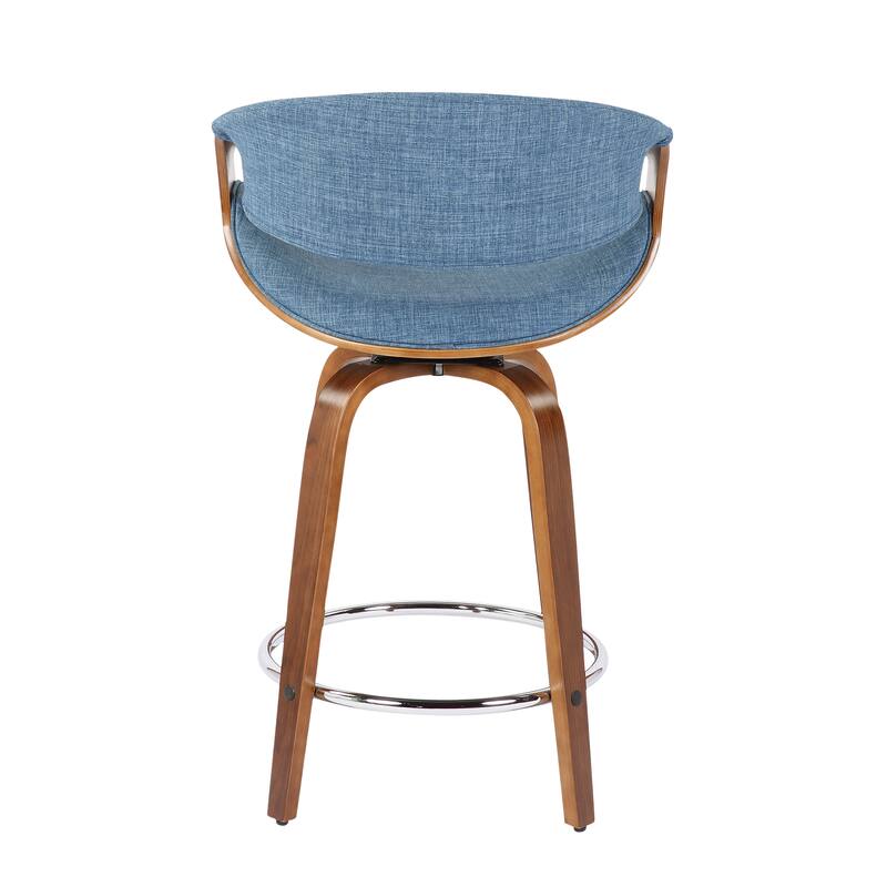 Carson Carrington Sauda 24" Fixed-Height Counter Stools with Bent Wood Legs & Round Footrest (Set of 2)