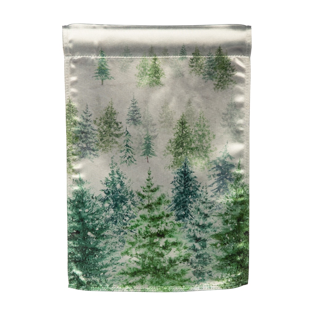 12.5 in. x 18 in. Snowy Forrest Lustre Garden Flag