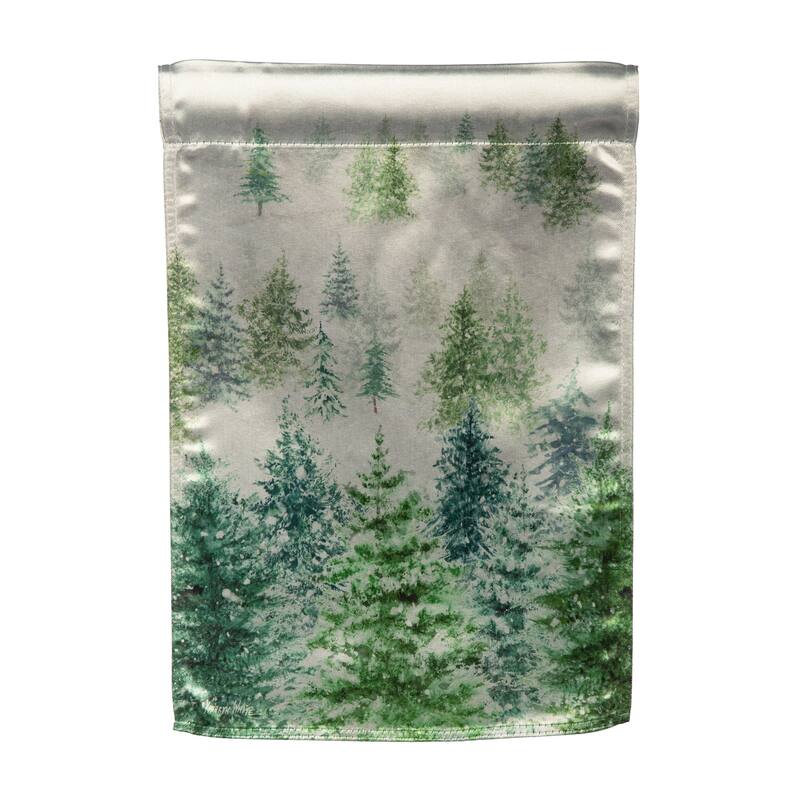 12.5 in. x 18 in. Snowy Forrest Lustre Garden Flag