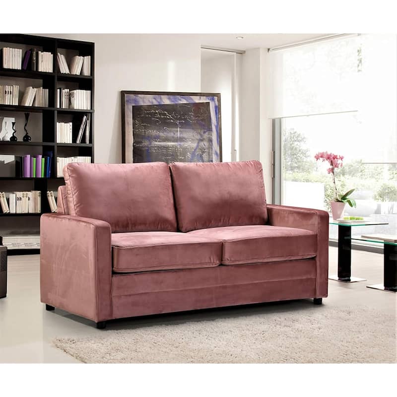 Knightsville Velvet 70 inch Square Arms Sofa Bed - Pink