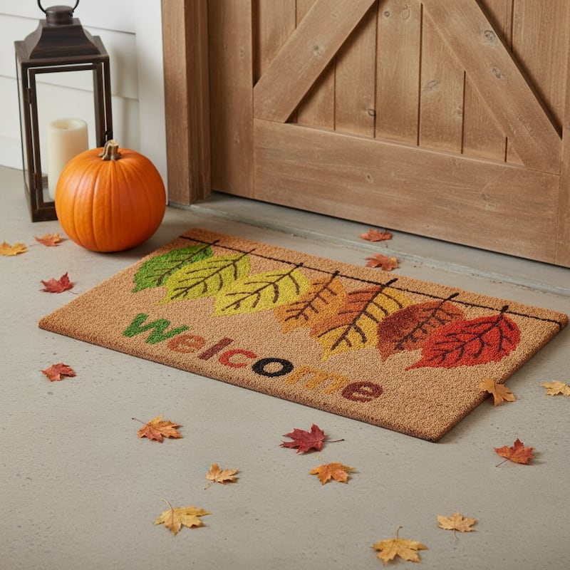 HomeRoots 24" X 36" Natural And Brown Fall Welcome Outdoor Coir Door Mat - 24.00' X '36.00 - 24.00' X '36.00