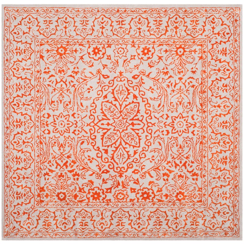 SAFAVIEH Handmade Glamour Dolors Modern Viscose Rug - 6' Square - Grey/Rust