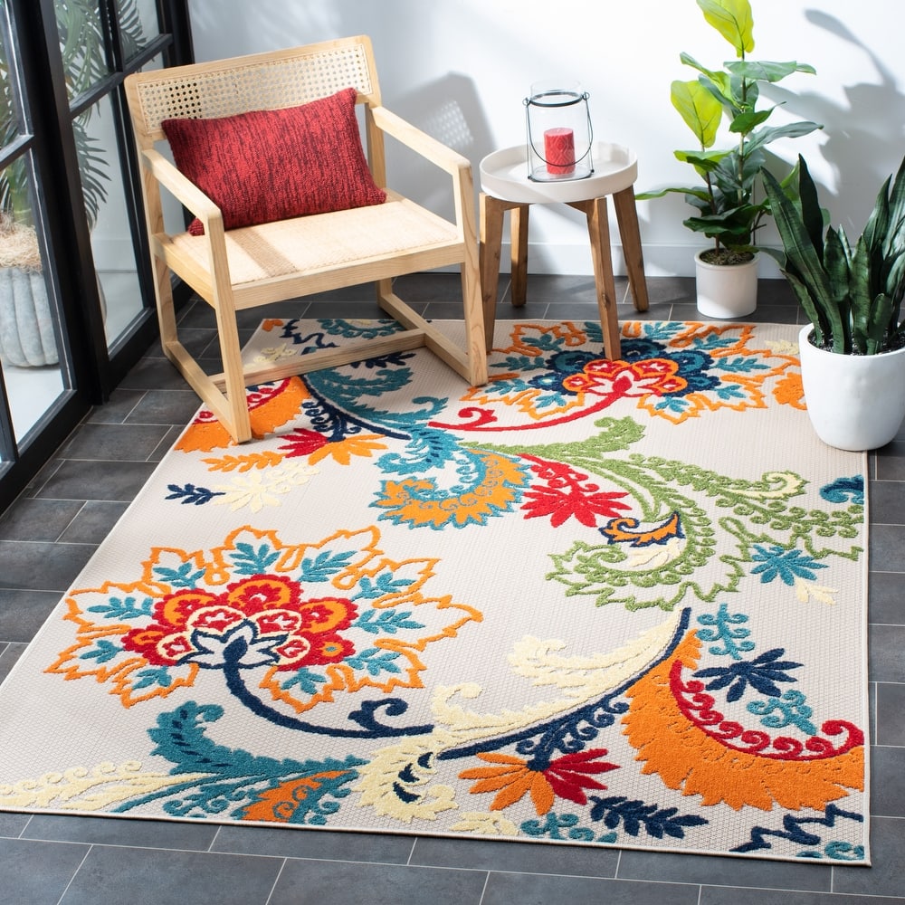 SAFAVIEH Cabana Micheline Indoor /Outdoor Waterproof Patio Floral Rug