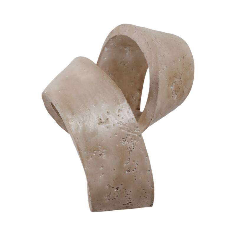 Resin Decorative Object Spiral Ribbon Design Modern Accent - 7" Tan - 11.5" x 6.5" x 7"