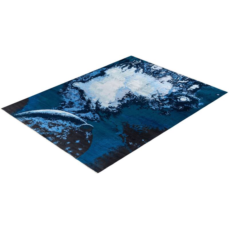 Ikat One-of-a-Kind Hand-Knotted Area Rug - Black, 9' 2" x 12' 1" - 9' 2" x 12' 1"