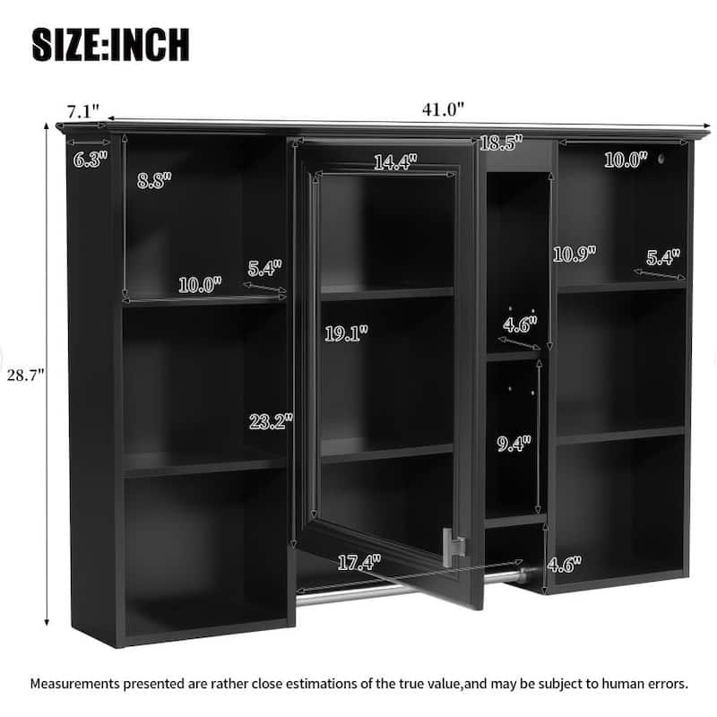 3-in-1 Bathroom Mirror Cabinet, 42 inch Wall Mounted Medicine Cabinet with Adjustable Shelf & Soft Close Door