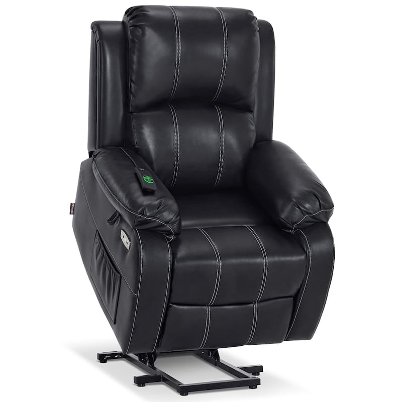 MCombo Small Sized Power Lift Recliner Chair with Massage and Heat, USB Ports, Faux Leather 7409