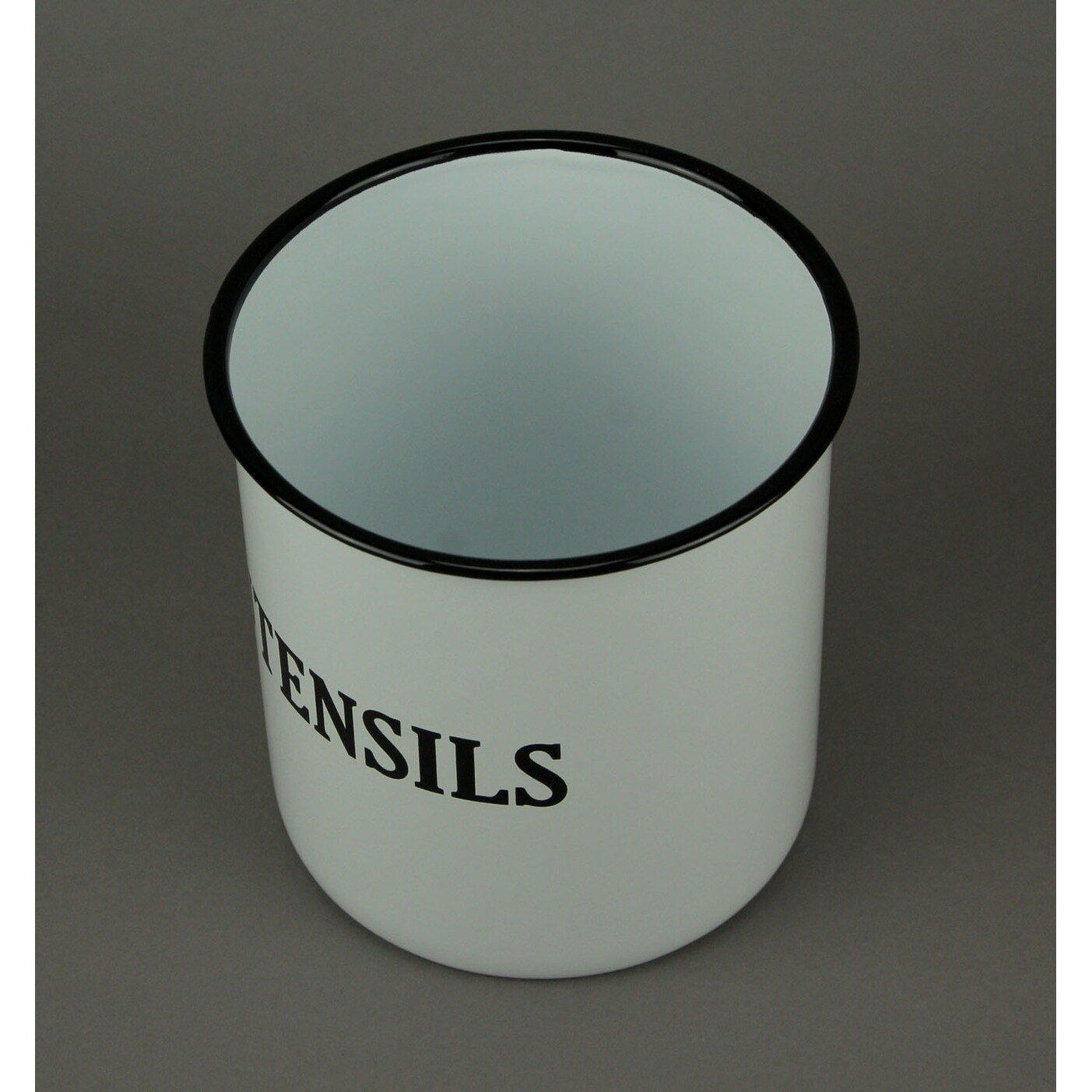 Shop White And Black Enamel Retro Metal Kitchen Utensils Holder