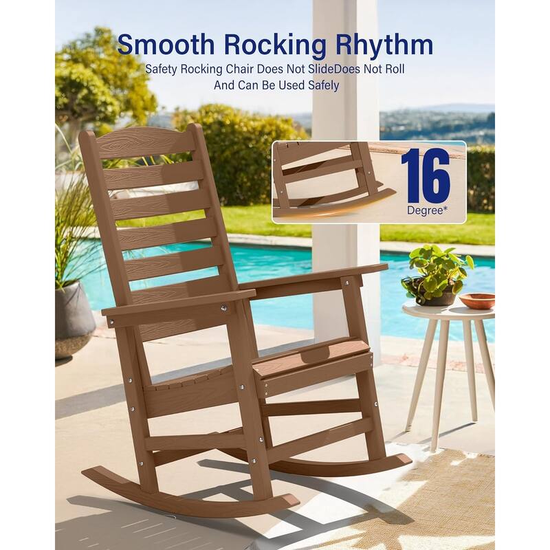 WINSOON All Weather HIPS Outdoor Rocking Chair with Curved Backrest