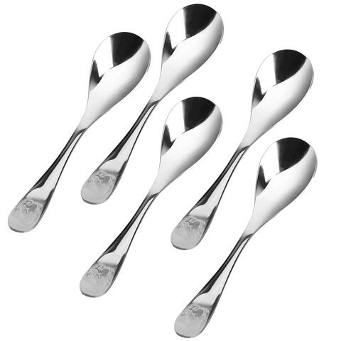 Tableware Stainless Steel Porridge Rice Soup Spoon 19cm Length 5pcs - Silver - 7.5" x 1.7" x 0.07"(L*W*T)