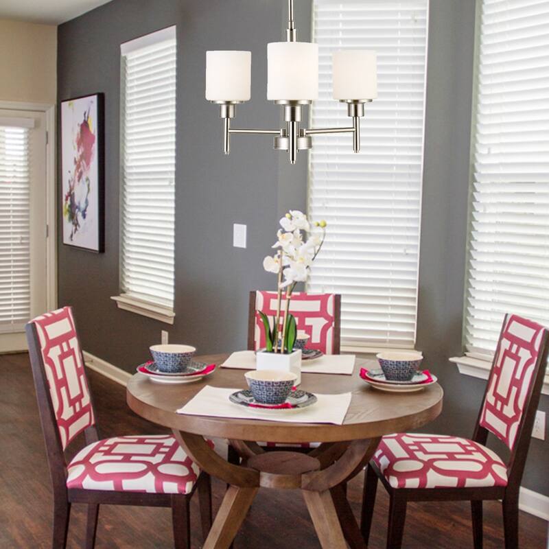 Aubrey Satin Nickel Dimmable 3-Light Chandelier - Satin Nickel