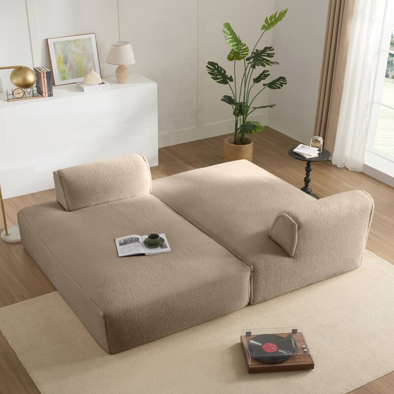 90 Inch Oversized Modular Sectional Sofa - Khaki