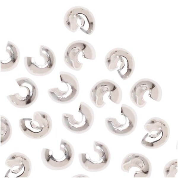 Shiny Silver Tone Crimp Bead Covers 3mm (x144)