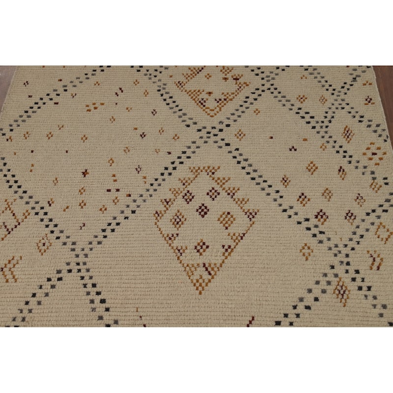 Moroccan Oriental Area Rug Hand-Knotted Wool Carpet - 5'1" x 8'0"