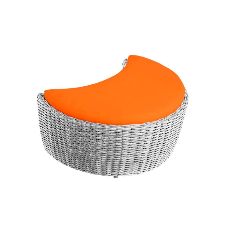 Romantic Collection outdoor harvest moon shape Ottoman - Grey Frame Orange Cushion