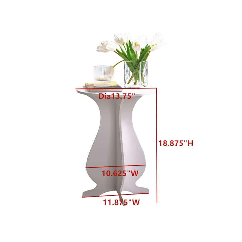 Carver Side End Table Plant Stand for Living Room, Bedroom, White