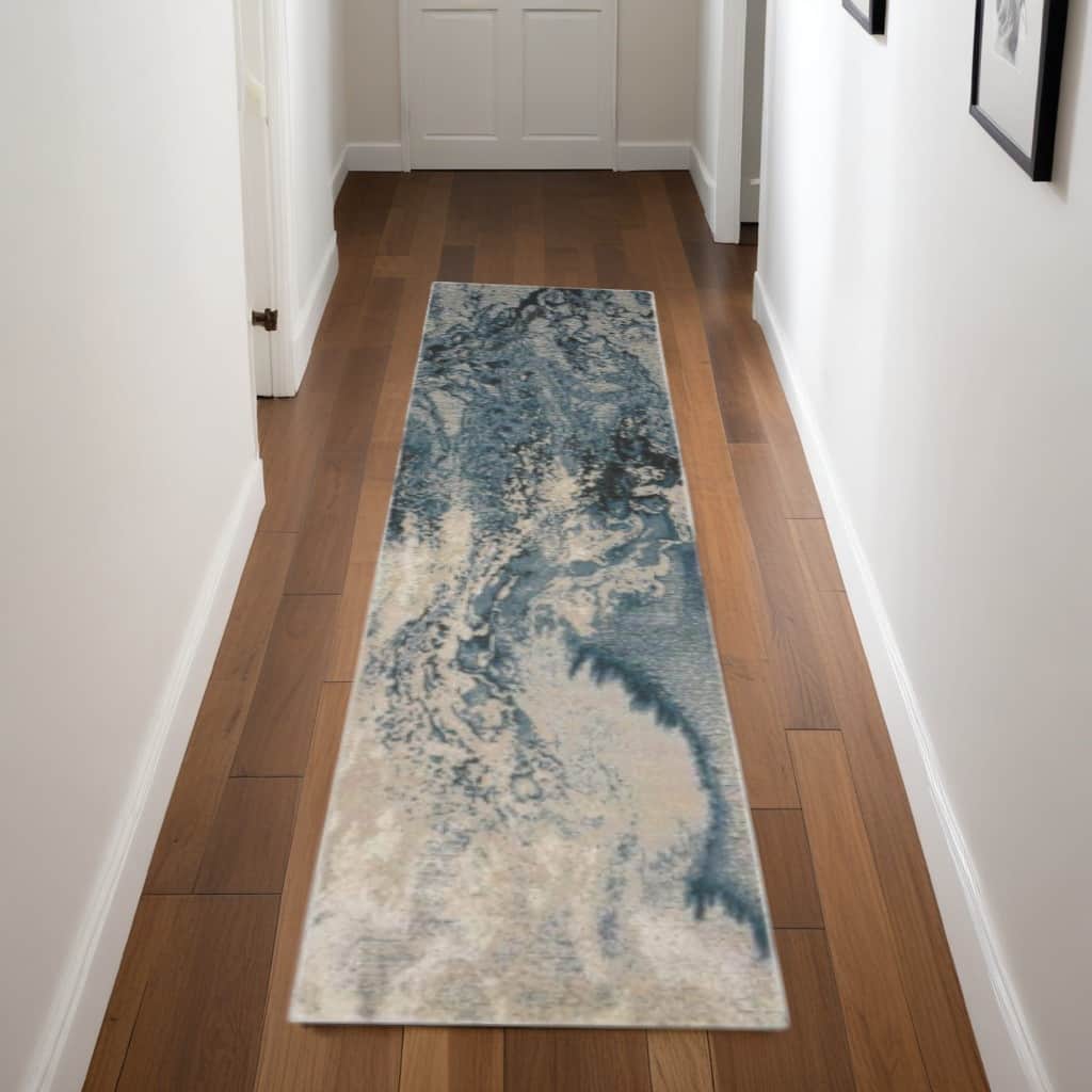 Kaho Abstract Modern Non Skid Stain Resistant Area Rug By HomeRoots - 90' X '26' X '0.5