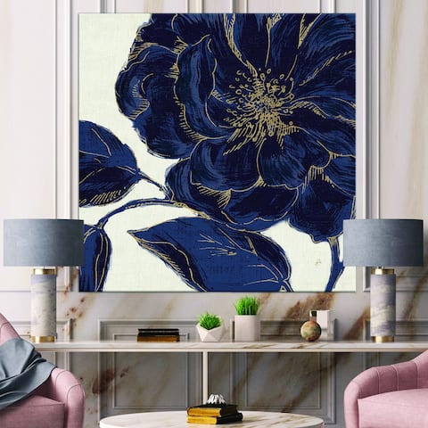 Designart 'Dark Rose Gilded Gold' Floral Canvas Artwork Print