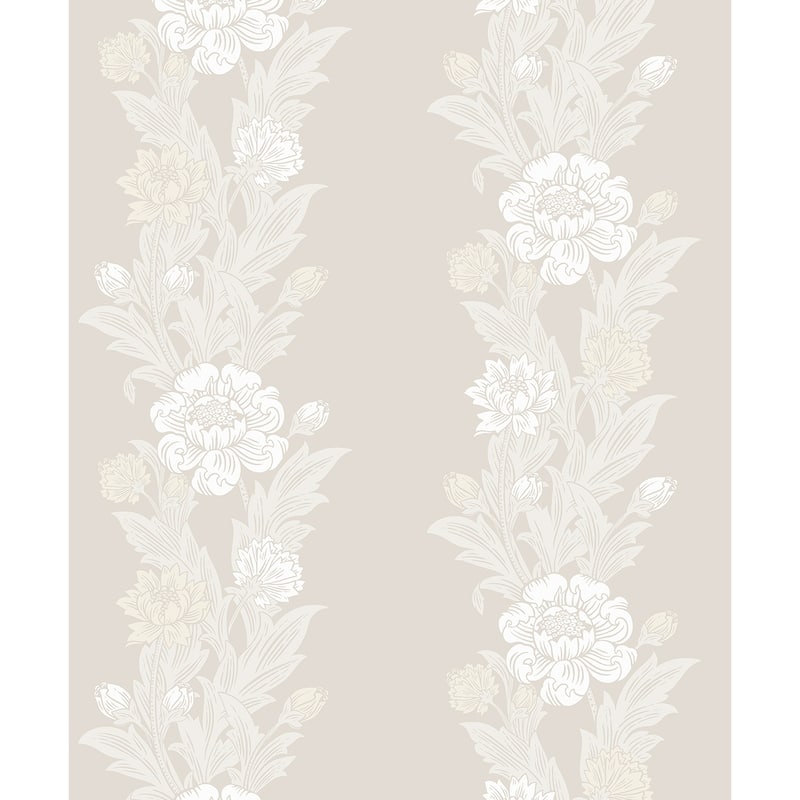Seabrook Designs Blooming Stripe Nonwoven Unpasted Wallpaper - 20.9 in. W x 33 ft. L - Swiss Coffee