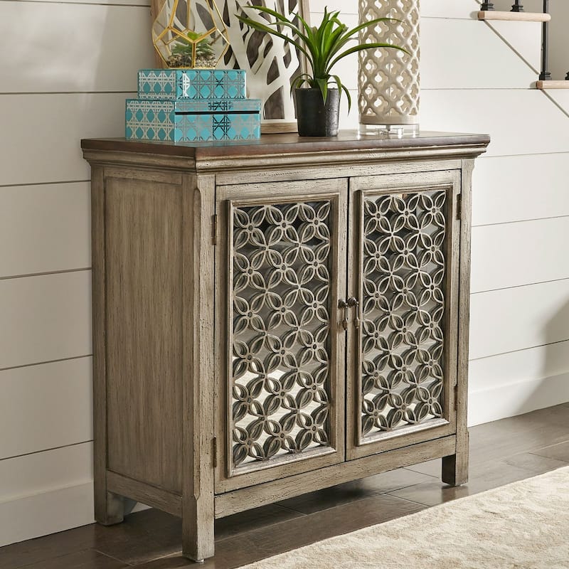 Westridge Wirebrushed Gray White Worn Wood 2 Door Accent Cabinet - Wood