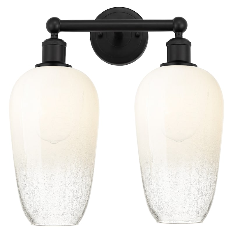 Innovations Lighting 616-2W-18-16 Brookhaven Flute Vanity Brookhaven - Matte Black / Opal