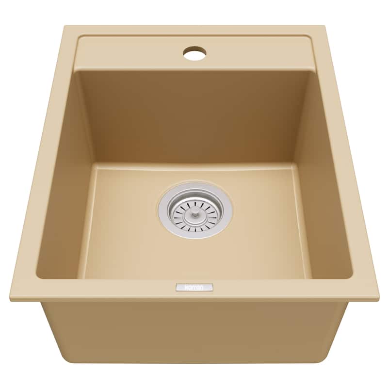 Karran QT-825 Drop-in 15-3/4" Single Bowl Quartz Composite Kitchen Sink - Bisque