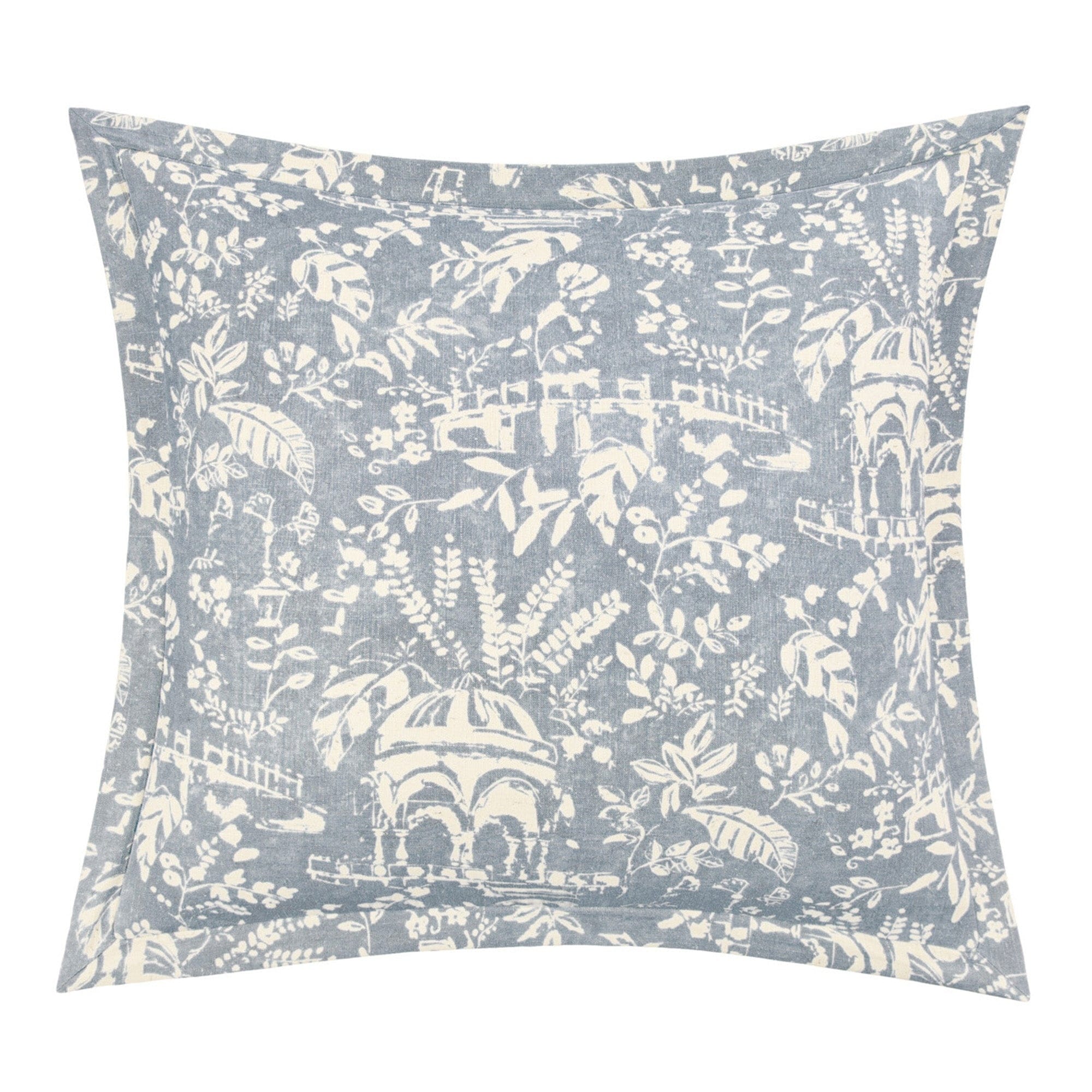Genoa Washed Linen Blend Vintage Botanical 27x27 inch Euro Sham