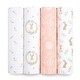preview thumbnail 1 of 3, aden + anais essentials cotton muslin swaddle blanket 4 pack blushing bunnies