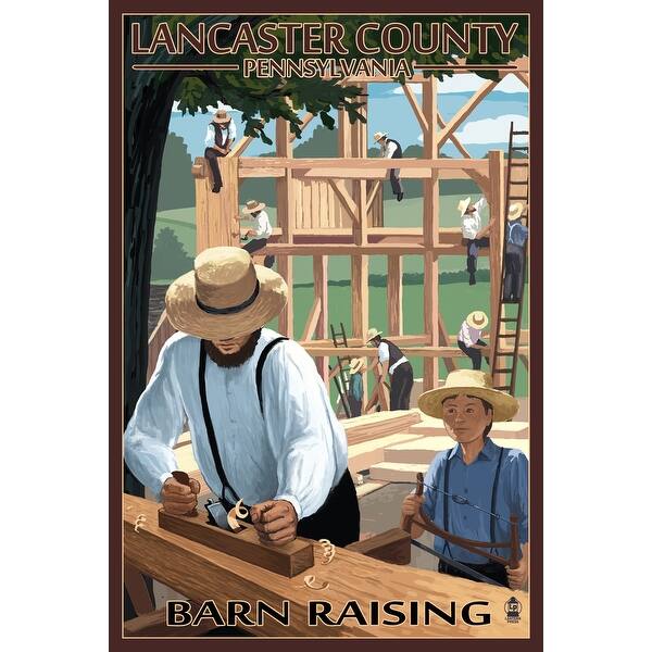 Shop Black Friday Deals On Lancaster County Pennsylvania Amish Barn Raising Scene Lantern Press Poster Art Print Multiple Sizes Available Overstock 27926623