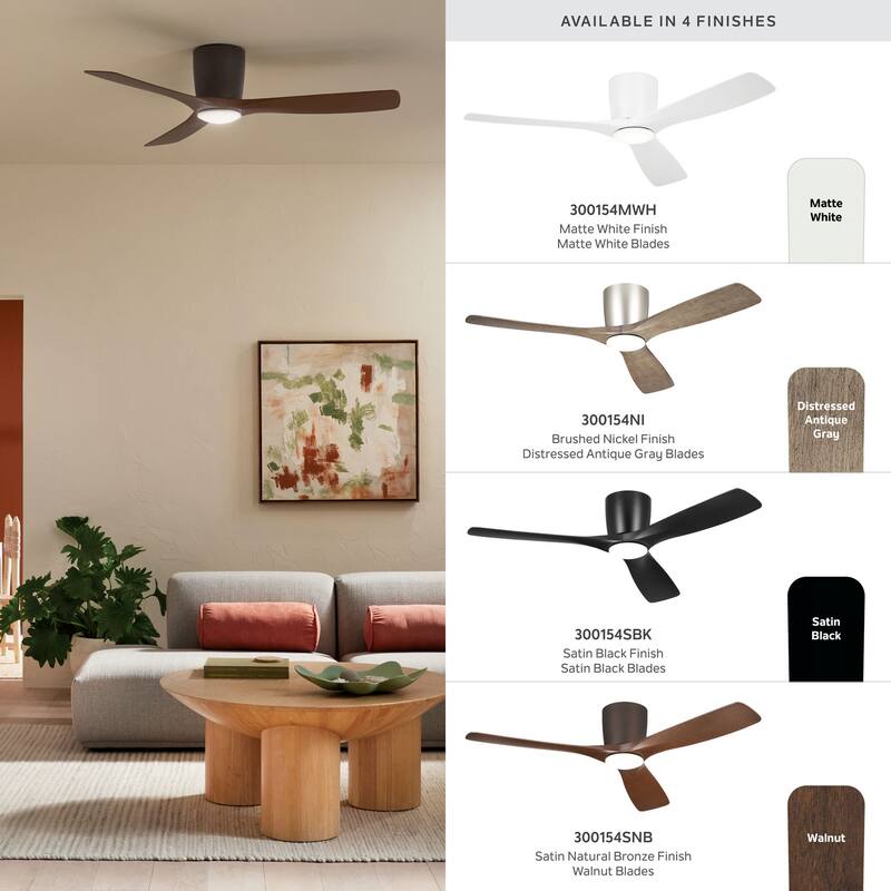 Kichler Lighting Volos 54 inch Integrated LED Indoor Matte White Flush Mount Ceiling Fan