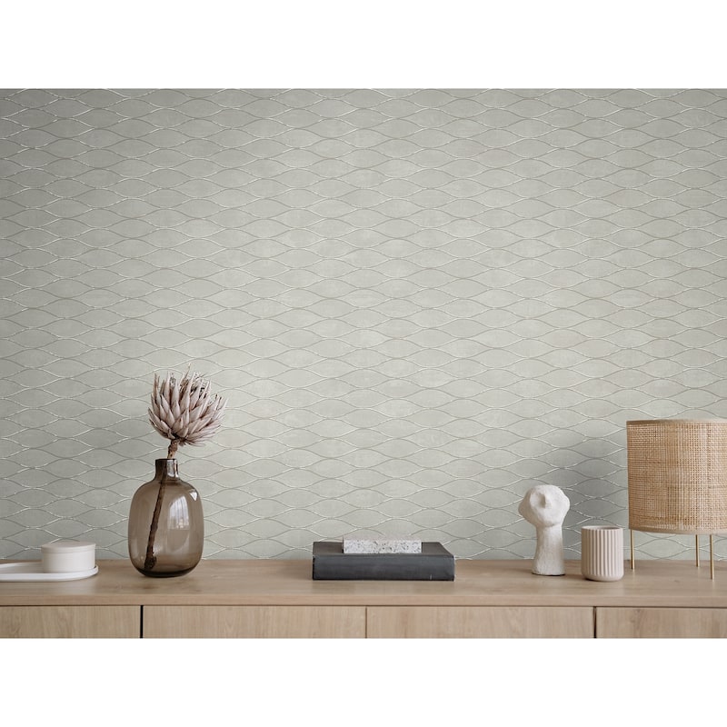 Seabrook Designs Piccola Geometric Horizontal Ogee Non-Woven Unpasted Wallpaper
