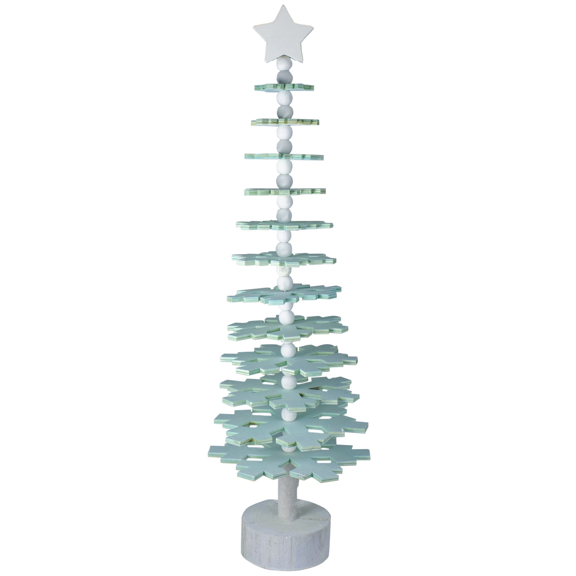 Bead Snowflake Cutout Christmas Tree Star Topper Decoration 23" Green
