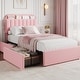 preview thumbnail 1 of 4, Garvee Bedroom Boucle Platform Bed Frame, Storage Headboard, 2 Drawers Pink - Full