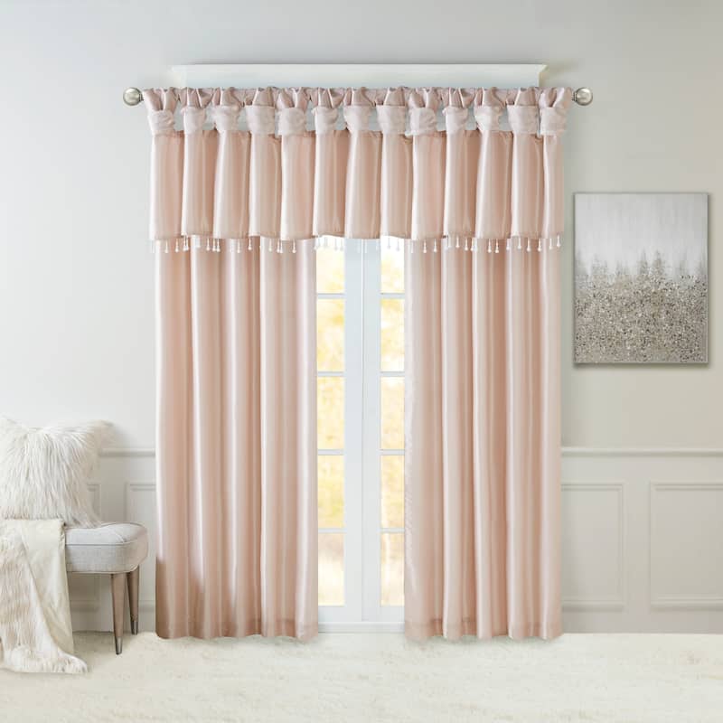 Madison Park Natalie Lightweight Faux Silk Valance with Beads - 50x26"