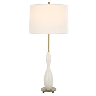 Uttermost Annora Glossy White Table Lamp - 34"H,   Shade 10"H x 15"Dia